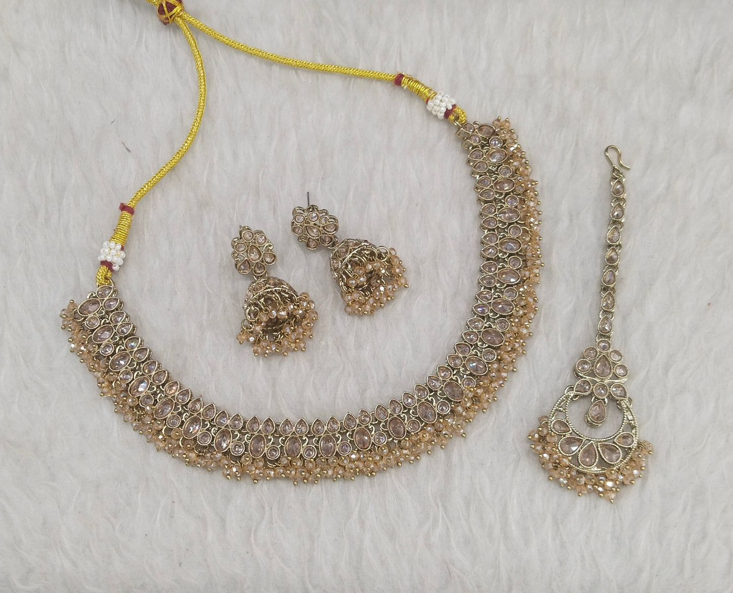 Antique Gold Necklace Indian Jewelry Shuba Set
