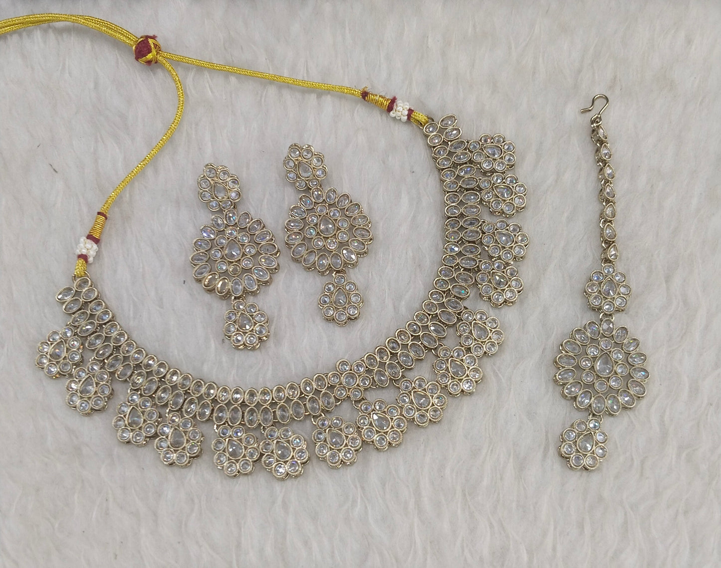 Antique White Necklace Indian Jewelry Jasnir Set