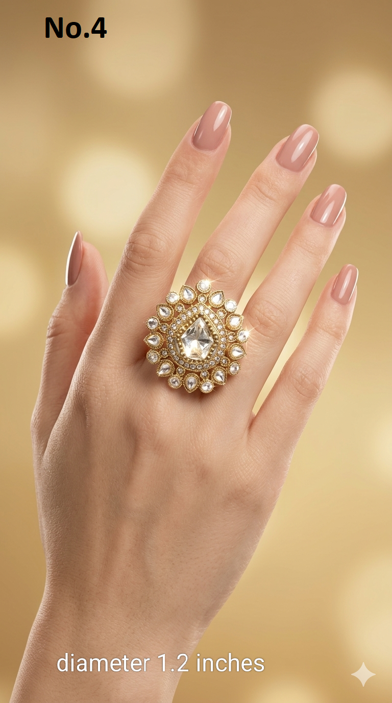 Gold Cocktail Indian Finger Still Rings