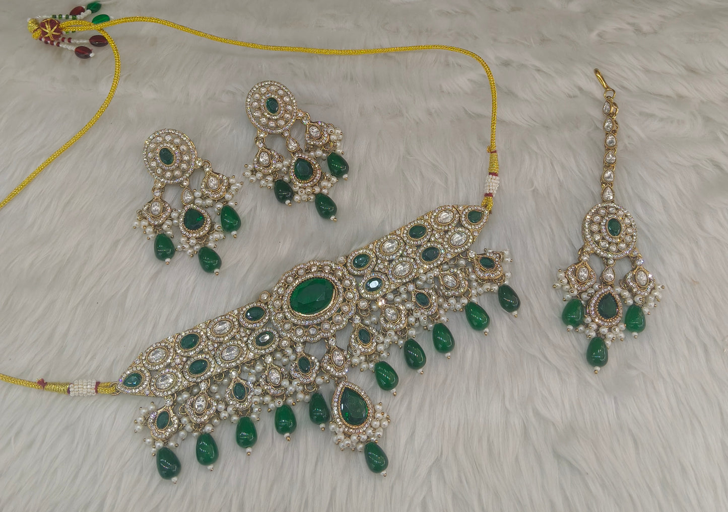 Antique Green choker Set/ Antique gold choker Indian Dolly Jewellery