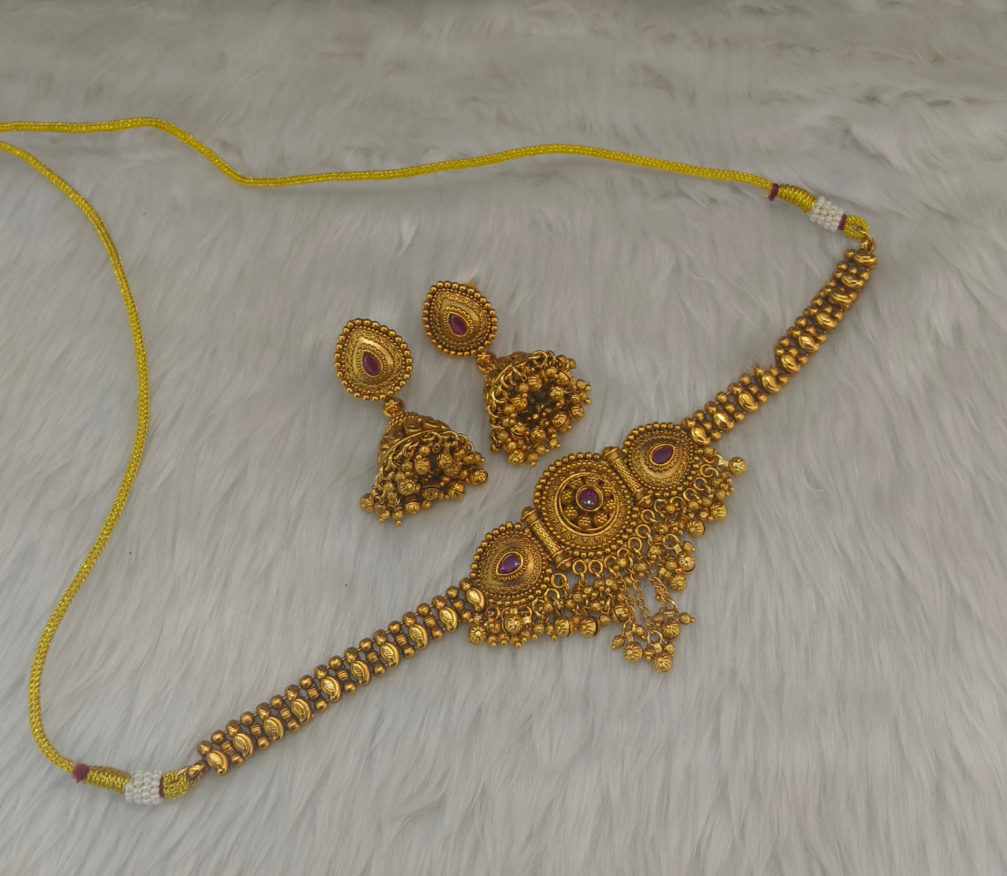 Gold polki Ruby choker set/ Gold choker Kirtika set