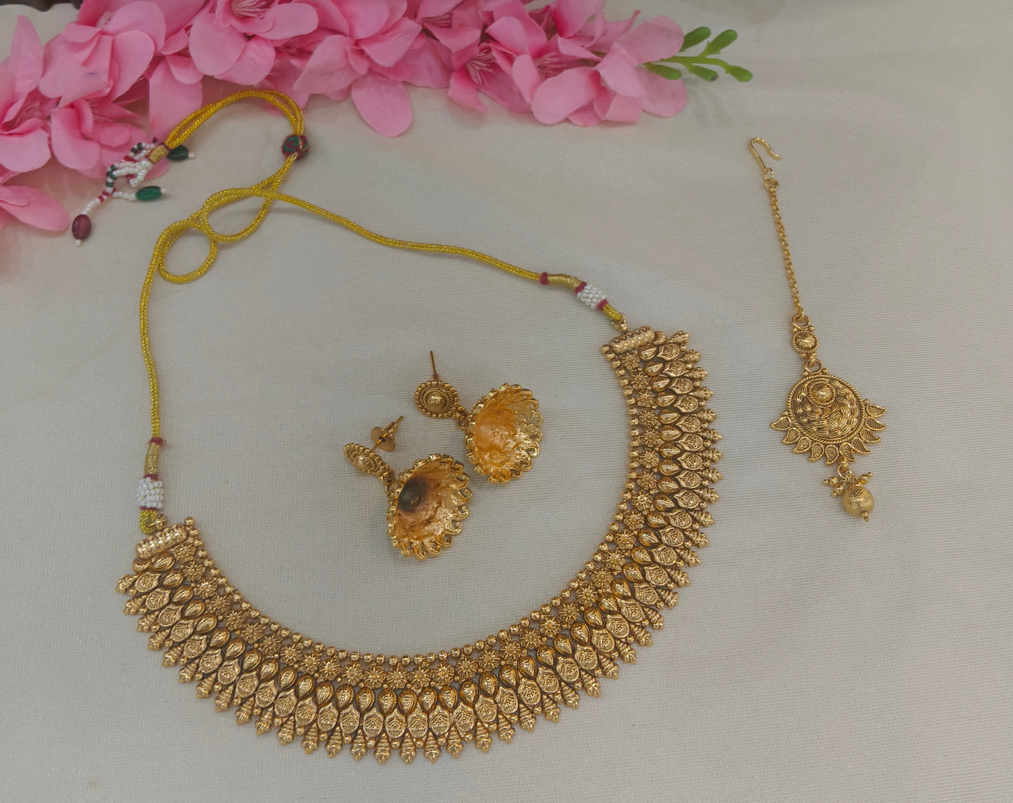 Gold Polki Necklace Jewellery Sarika Set