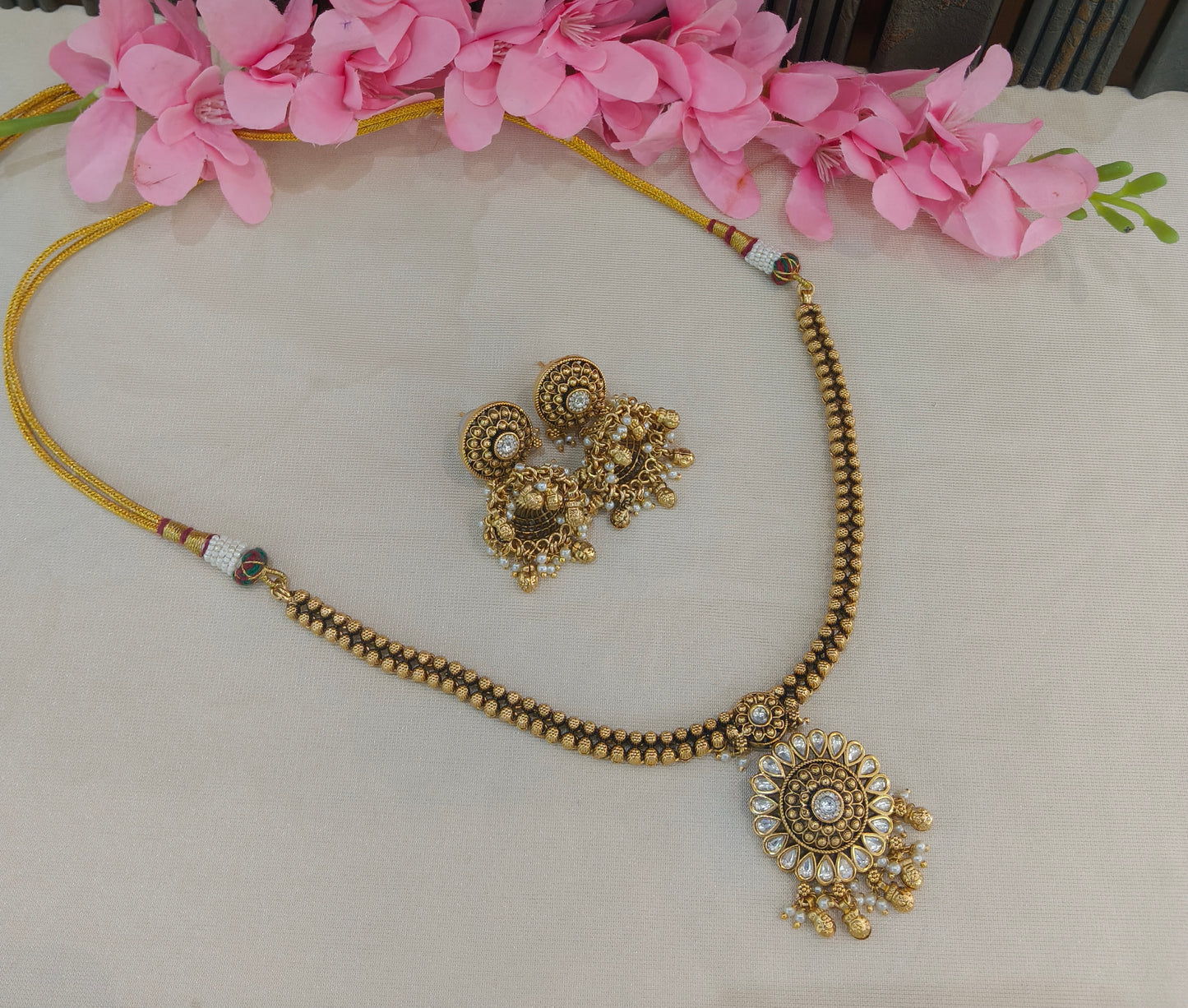 Gold Polki Necklace Jewellery Latika Set
