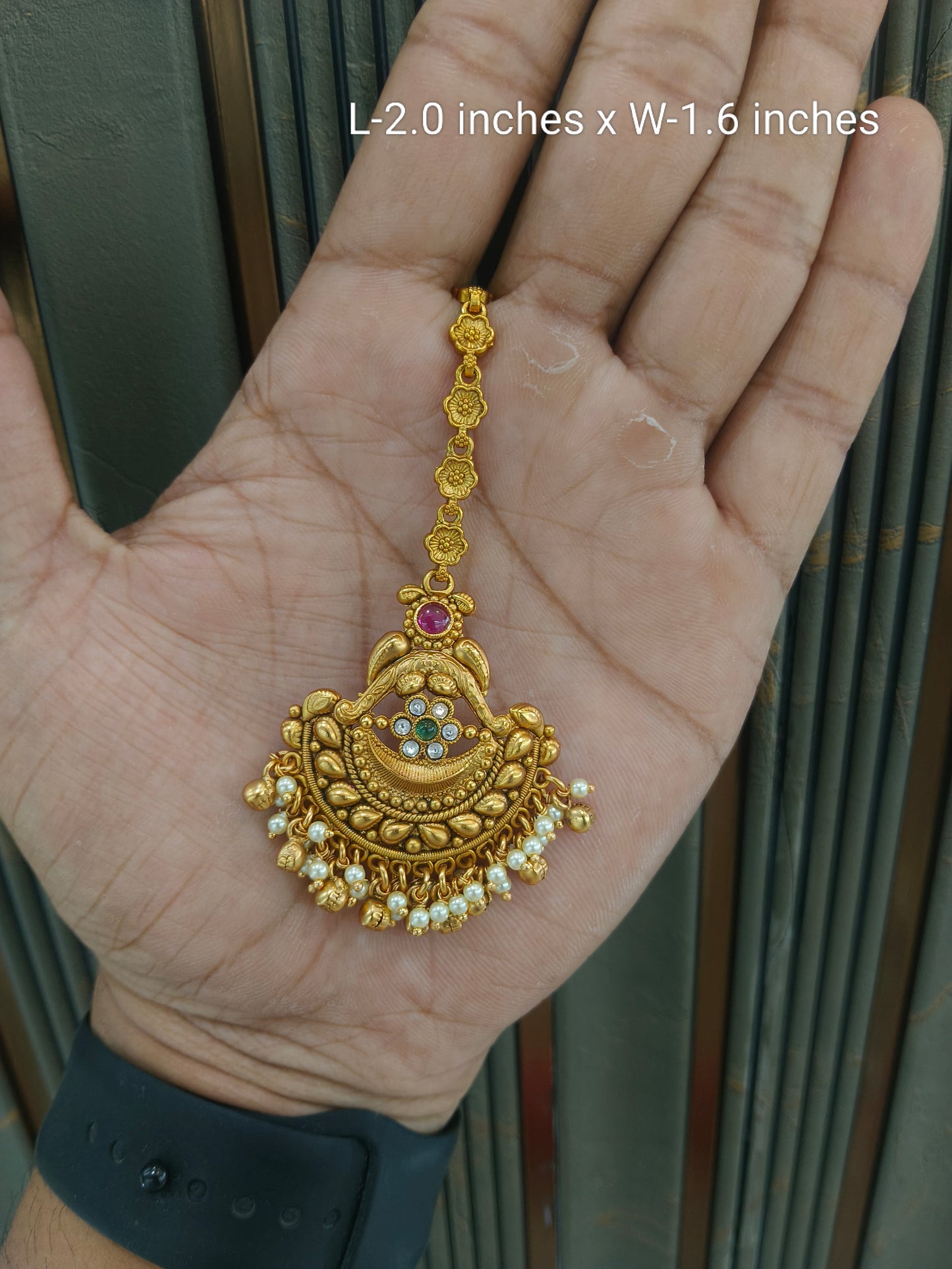 Gold polki Tikka Jewellery Indian Headpiece Jewellery