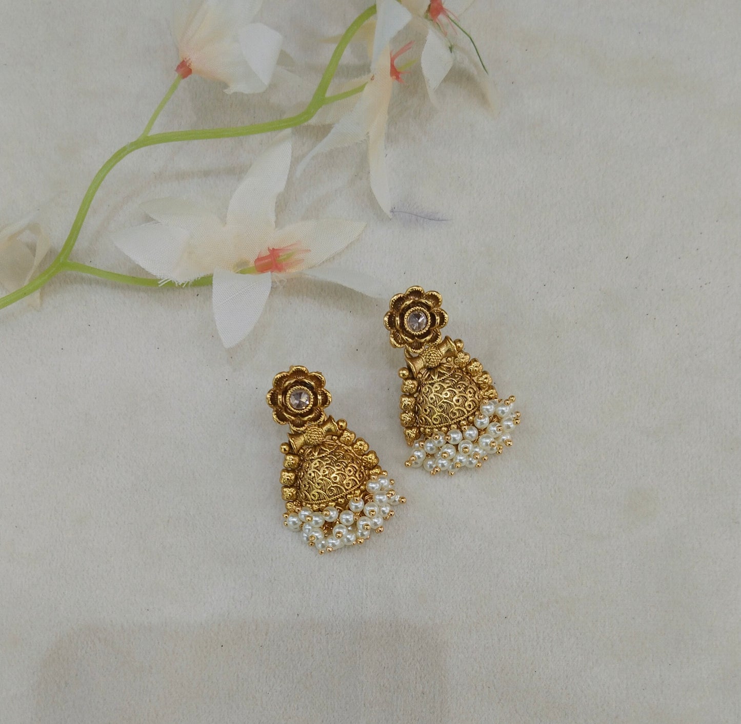 Gold Polki Indian Navneet Bollywood Earrings