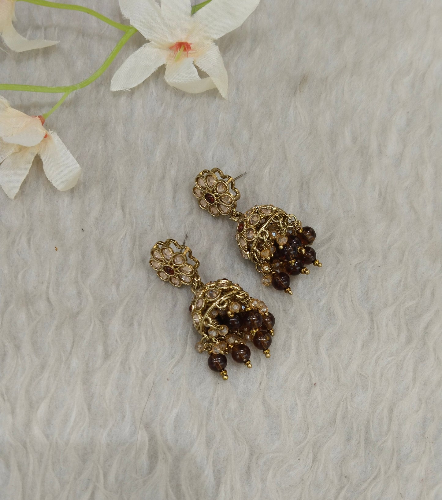 Antique Gold Jhumki Bollywood indian Yarina Earrings