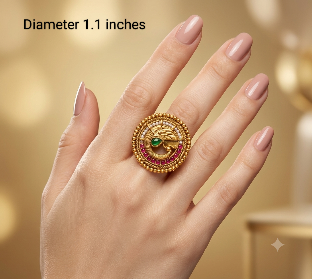 Gold White Cocktail Indian Finger Chober Rings
