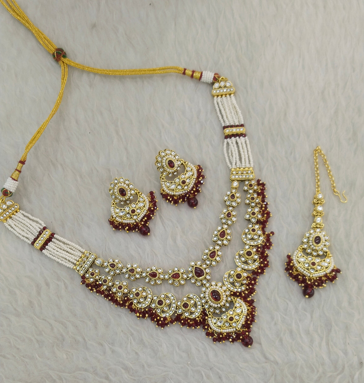 Maroon Kundan necklace Set/ Indian jewellery kundan Shreya sets