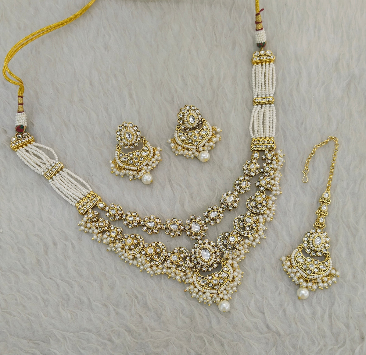 Gold White Kundan necklace Set/ Indian jewellery kundan Shreya sets