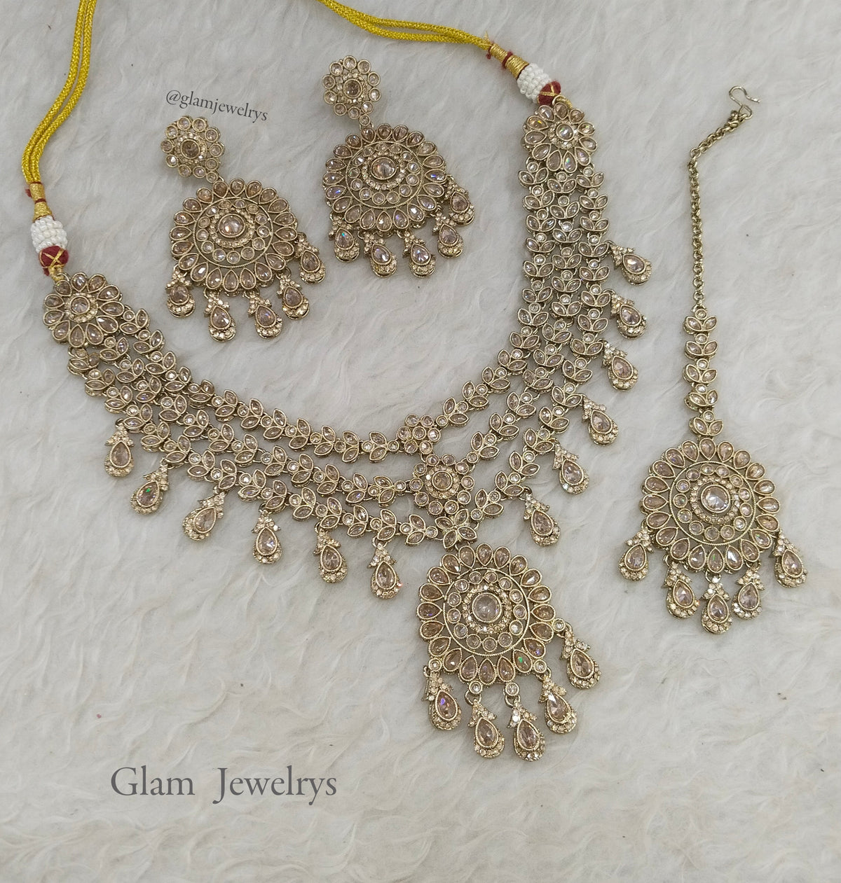 Antique Gold Necklace Set/ Antique gold Indian simi Jewellery