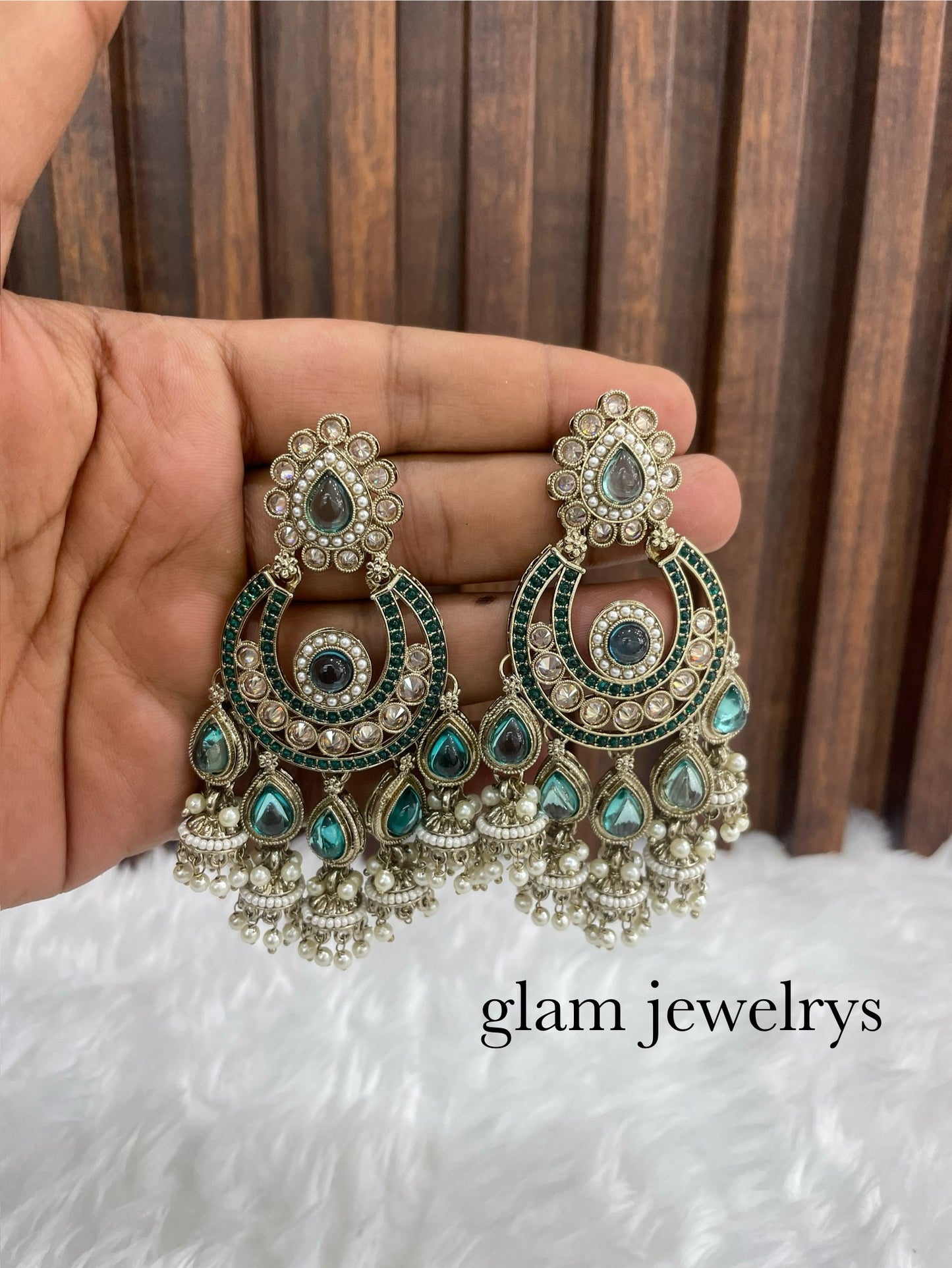 Ramagreen Antique Gold Bollywood Indian Mela Earrings
