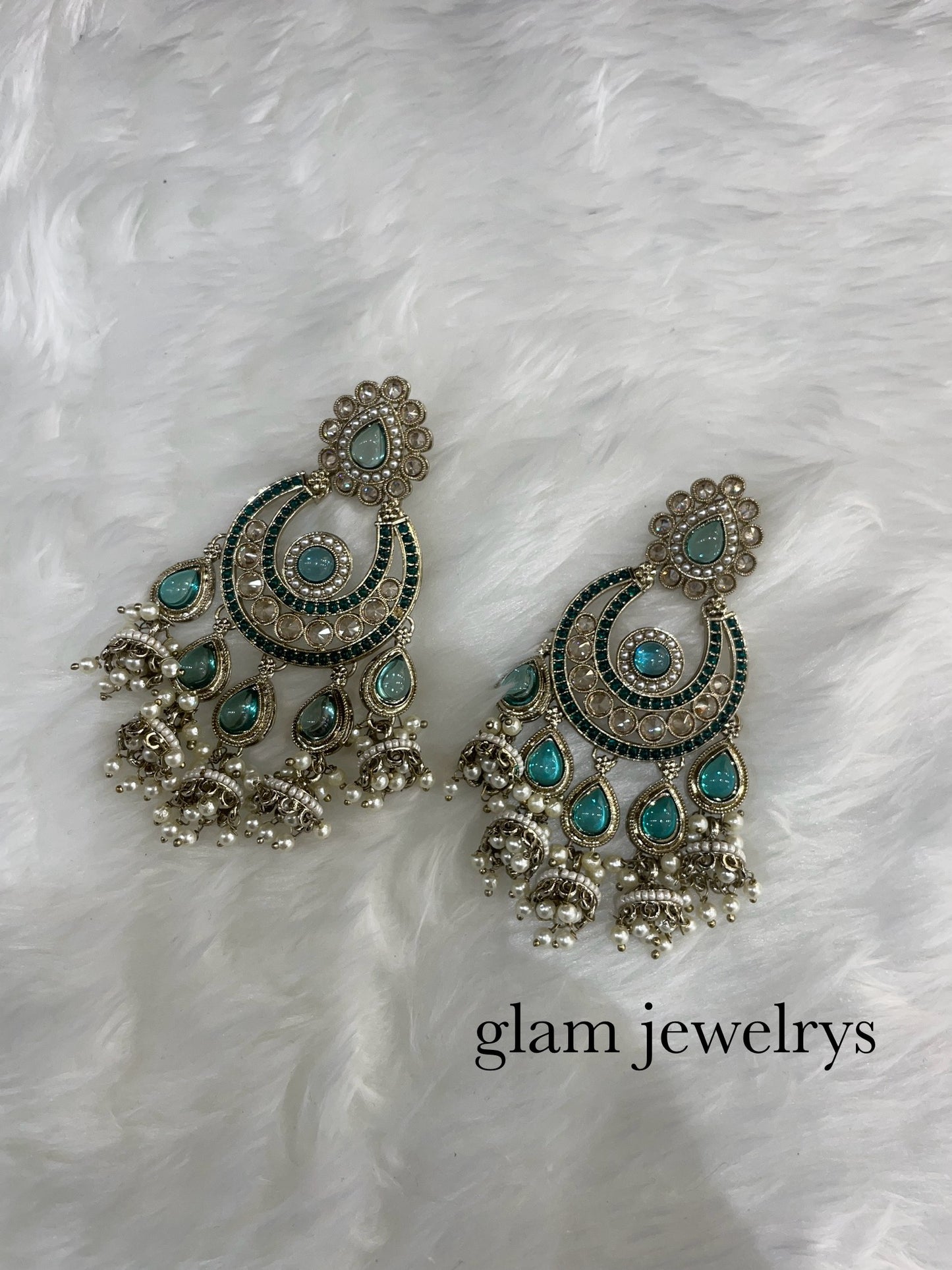 Ramagreen Antique Gold Bollywood Indian Mela Earrings