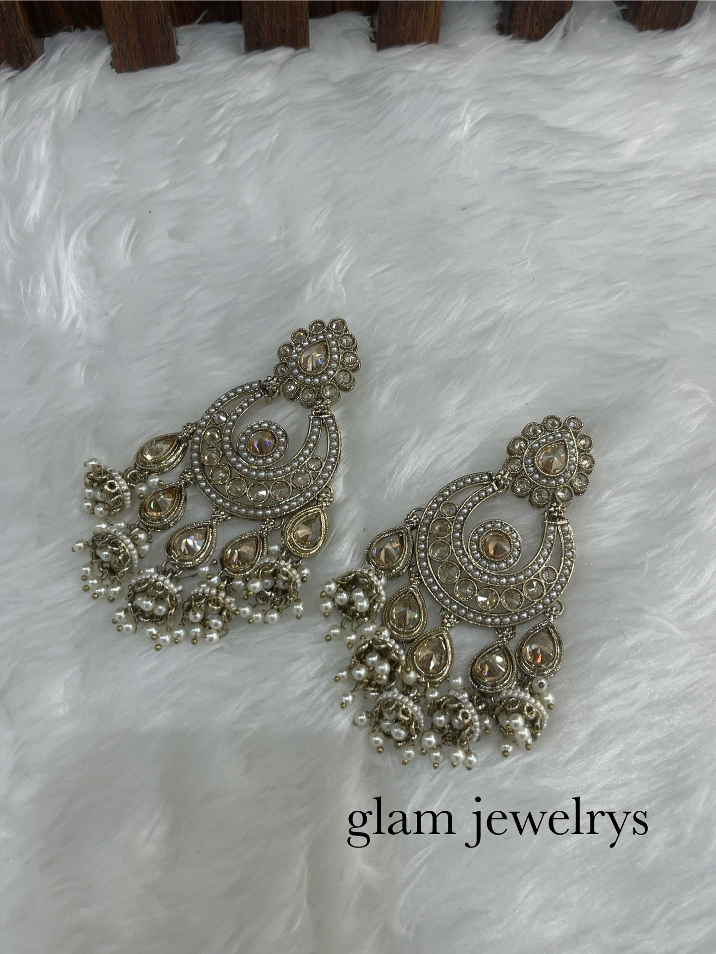 Antique Gold Bollywood Indian Sarpunch Earrings