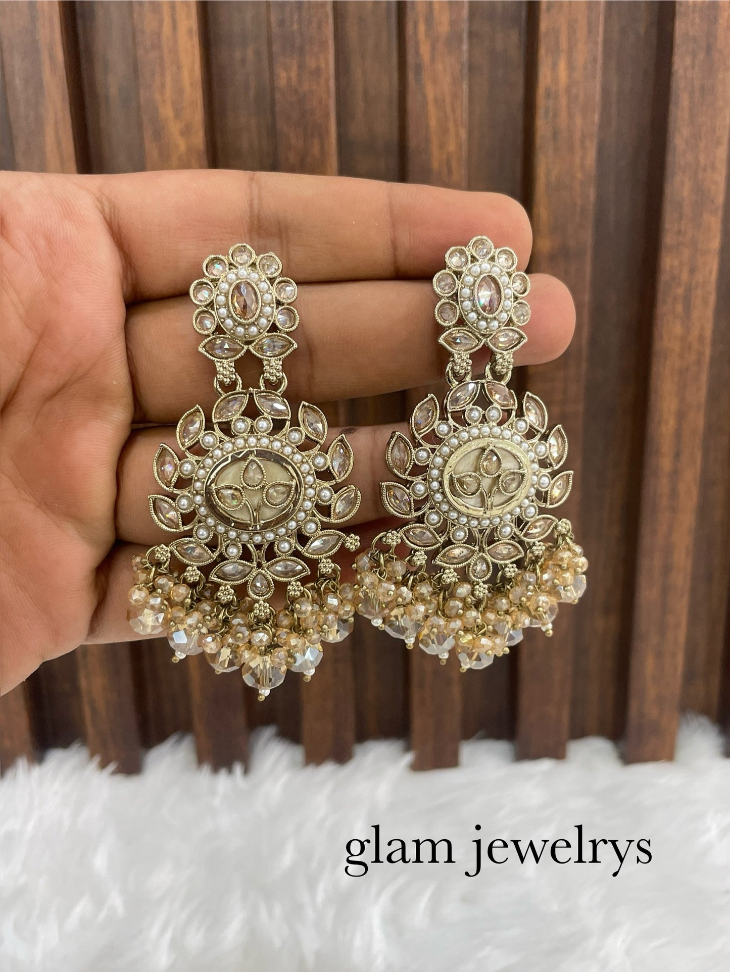 Antique Gold Bollywood Indian Sarpunch Earrings
