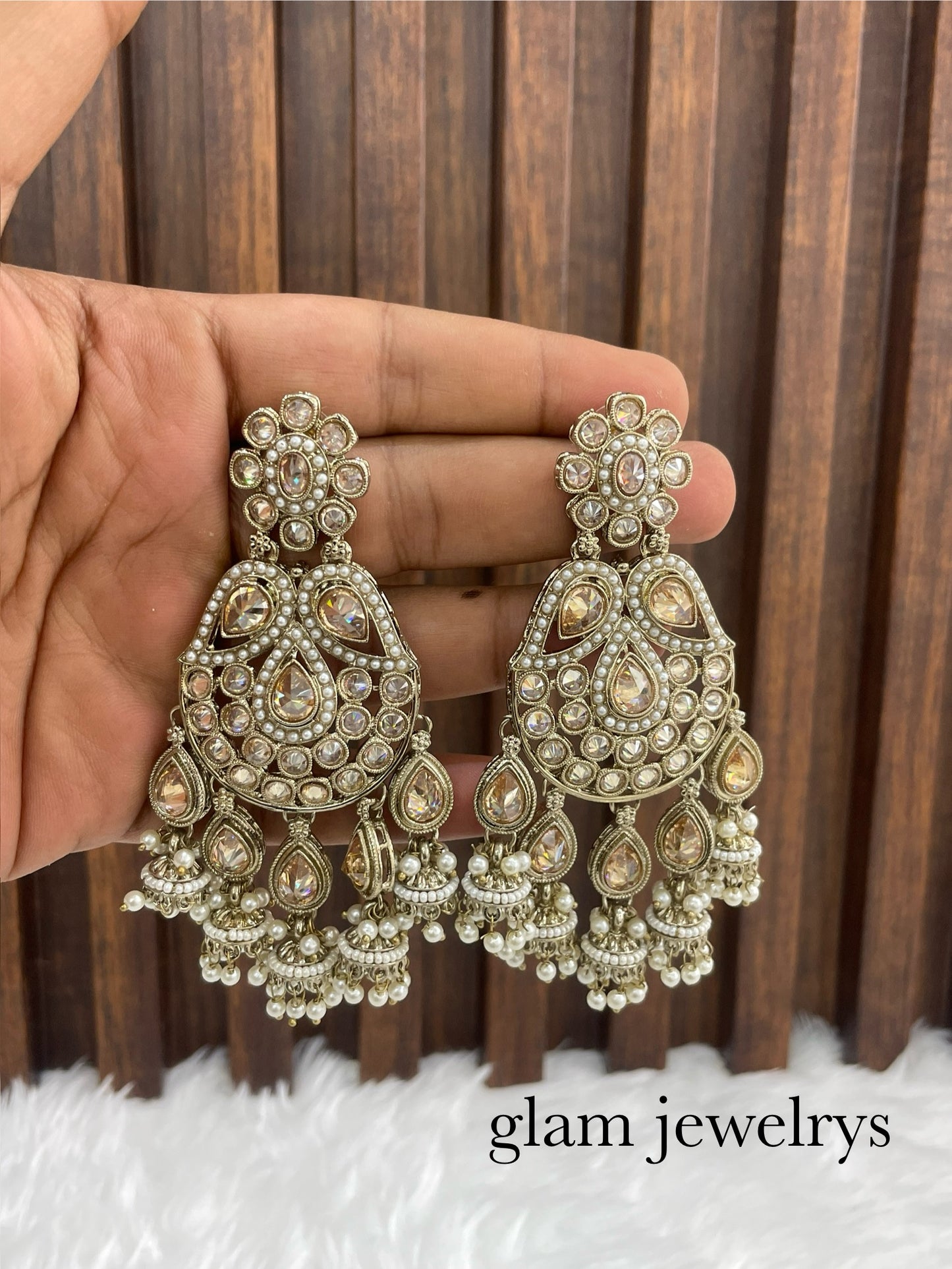 Antique Gold Bollywood Indian Sarpunch Earrings