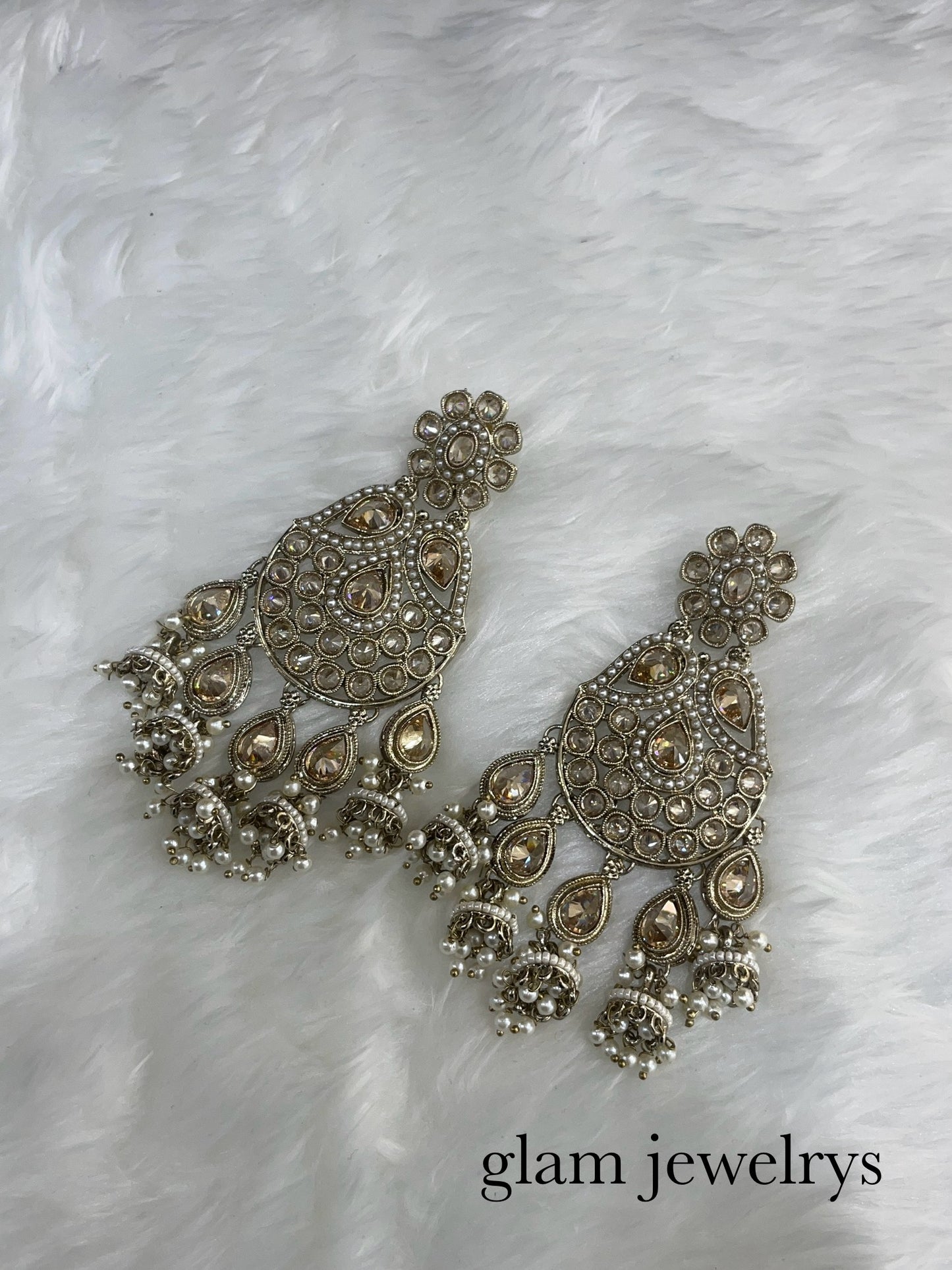 Antique Gold Bollywood Indian Sarpunch Earrings