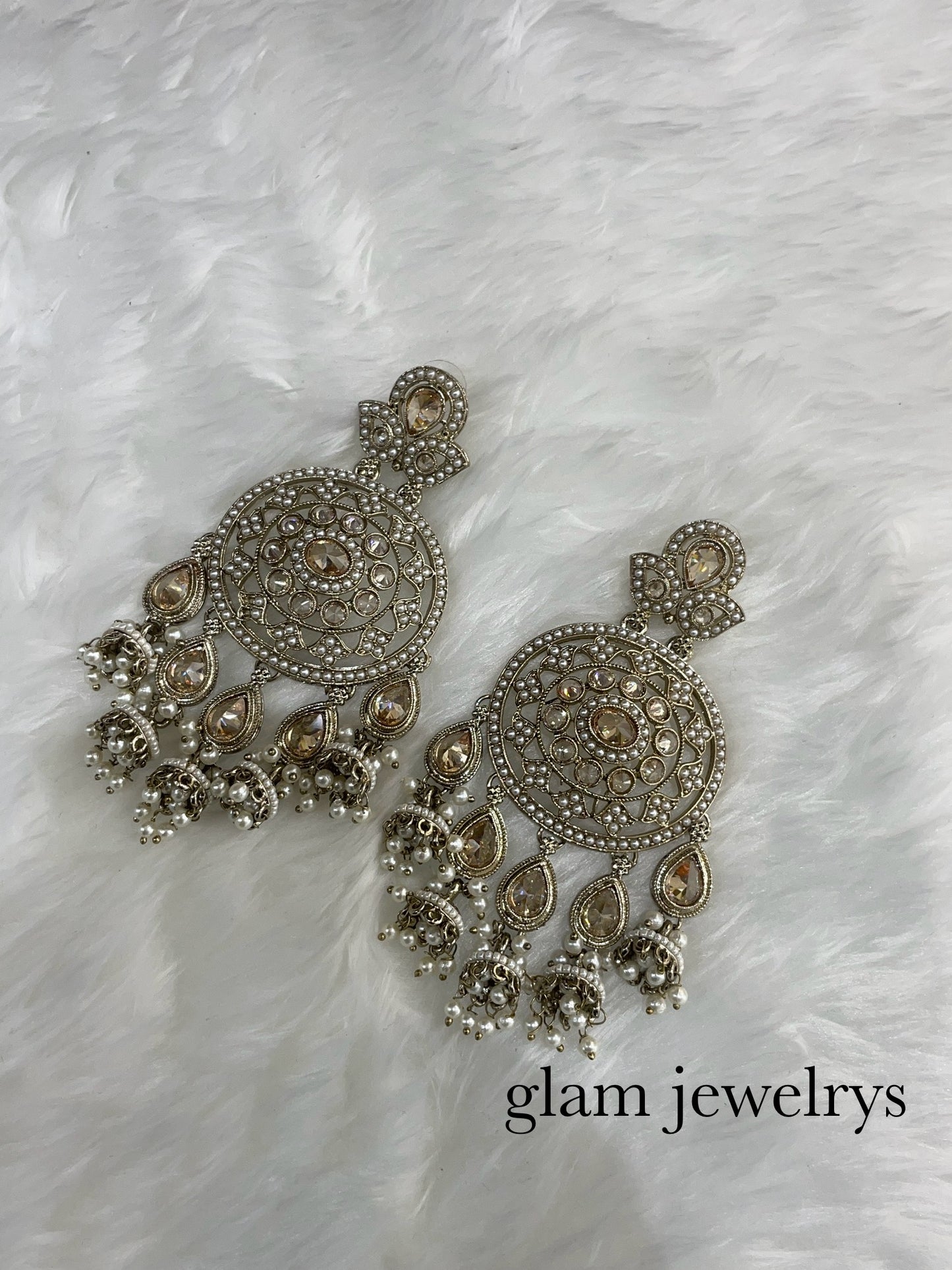 Antique Gold Bollywood Indian Sarpunch Earrings