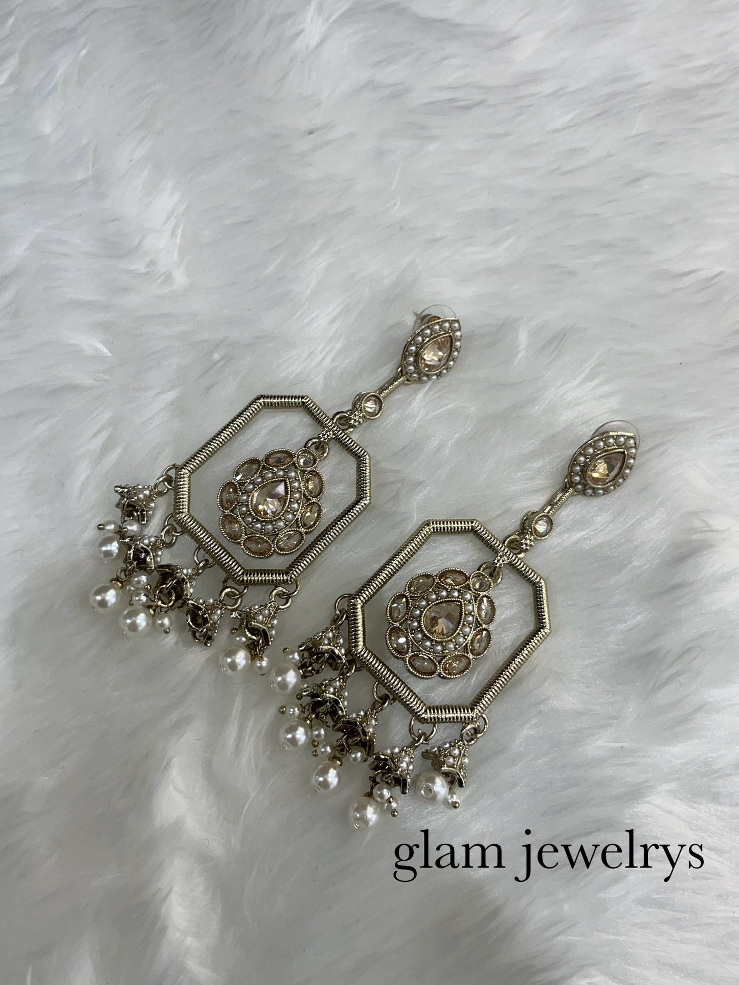 Antique Gold Bollywood Indian Sarpunch Earrings