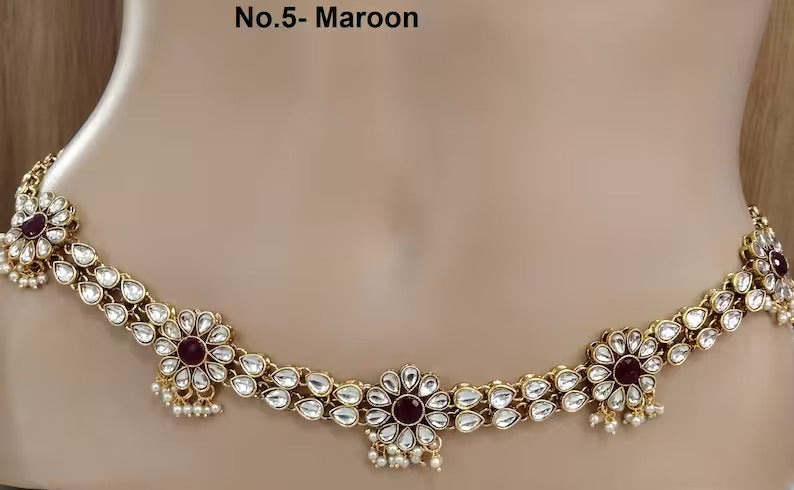 Waist Chain Kundan Belly Sari Saree Chain Indian Jewelry Jewellery Kamarbandh Kamarband Belt/Indian Body Chain Jewellery/Kundan waist belt