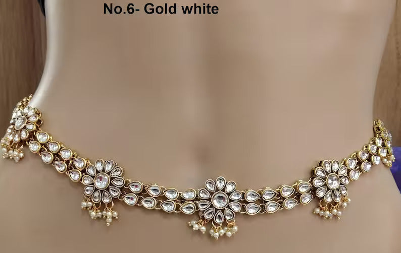 Waist Chain Kundan Belly Sari Saree Chain Indian Jewelry Jewellery Kamarbandh Kamarband Belt/Indian Body Chain Jewellery/Kundan waist belt