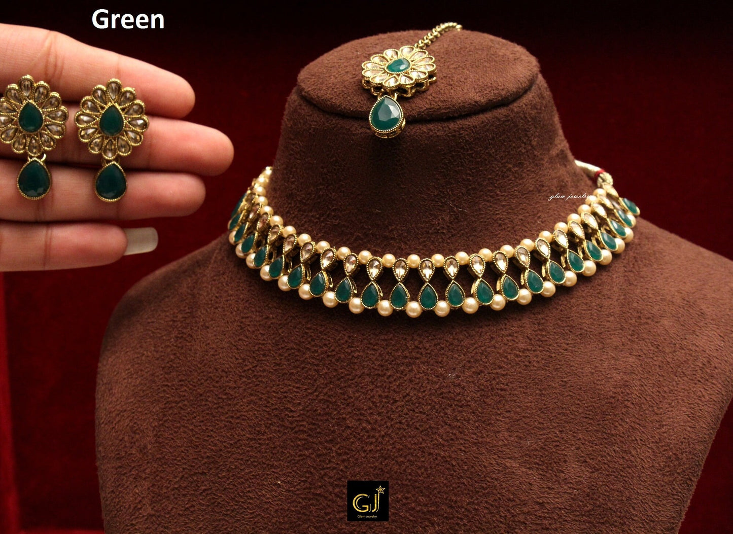 Indian Kundan Necklace Jewellery Set/Bollywood Delicate Bridal Wedding Choker Jewellery Set
