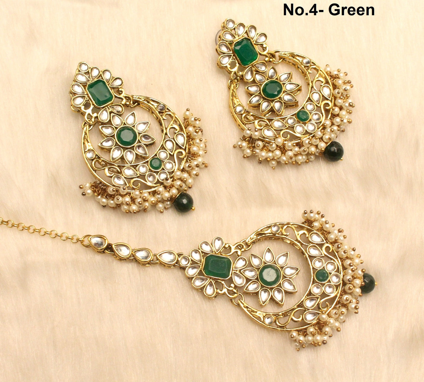 Indian Jewellery/Big Chandbali Kundan Jewellery Earrings Tikka /Green,Maroon Indian Earrings Punjabi Bollywood Set Jewellery/Bollywood Set