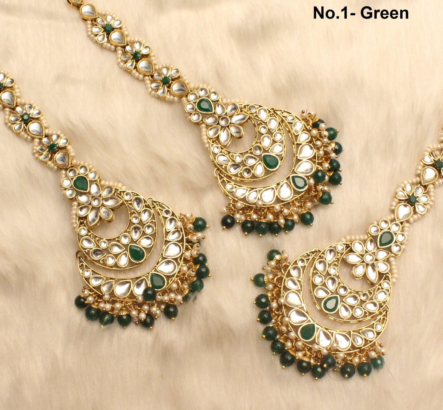 Indian Jewellery/Big Chandbali Kundan Jewellery Earrings Tikka /Green,Maroon Indian Earrings Punjabi Bollywood Set Jewellery/Bollywood Set