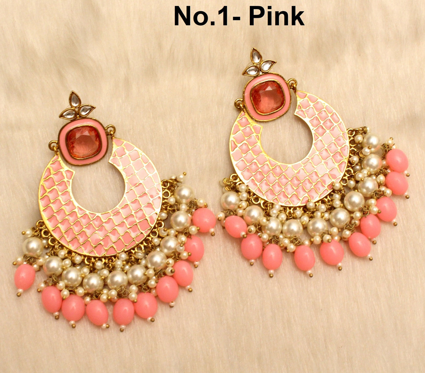 Indian Jewellery/Chandbali Indian Earrings/Indian Gold Black, Pink. firoji Earrings Set bunty Jewellery