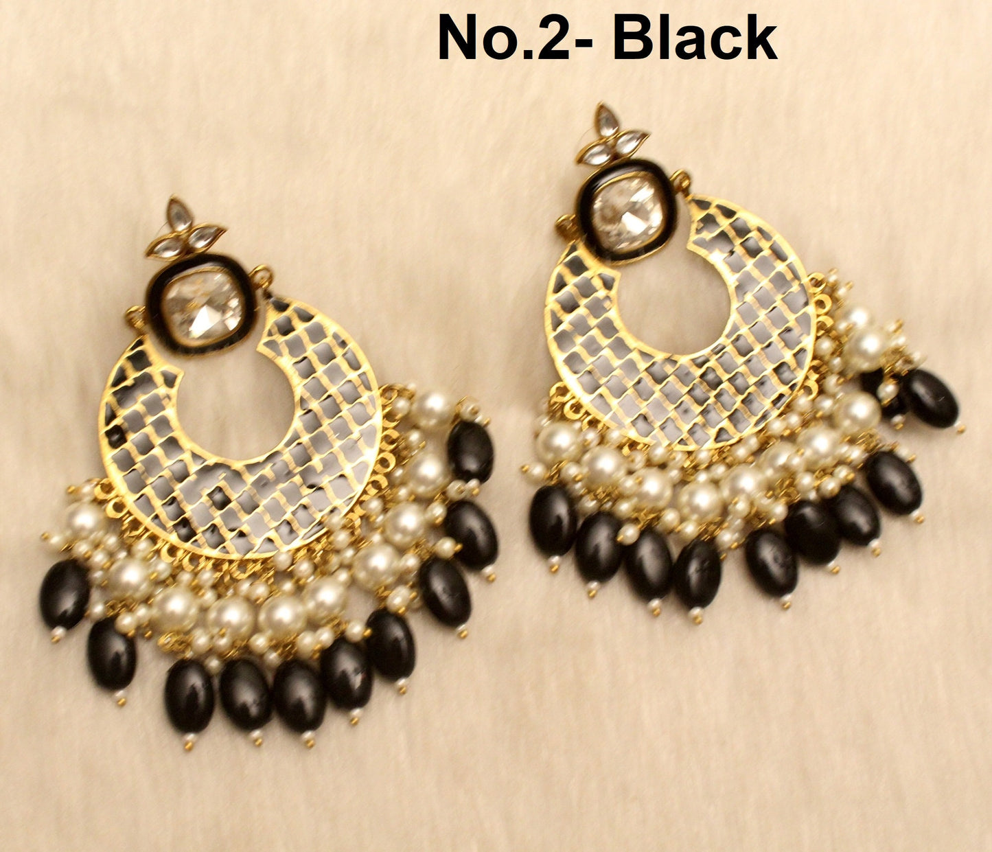Indian Jewellery/Chandbali Indian Earrings/Indian Gold Black, Pink. firoji Earrings Set bunty Jewellery