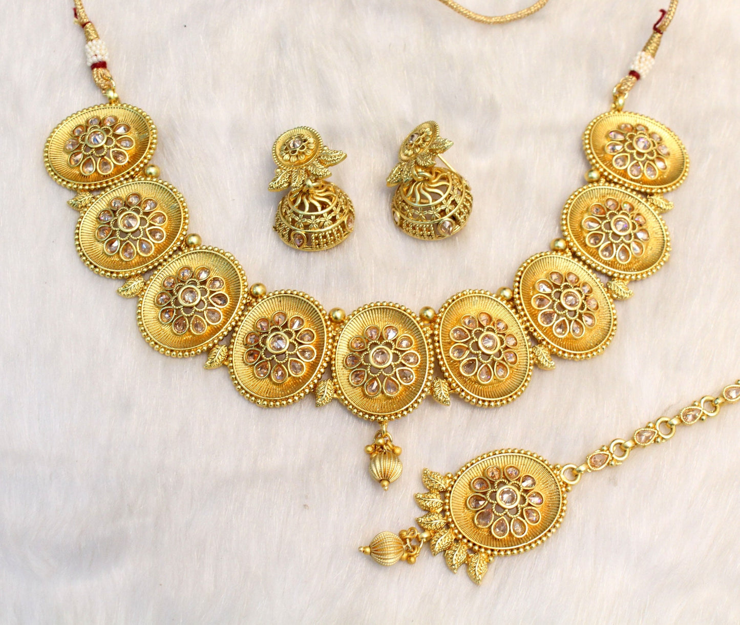 Indian Polki Jewellery Necklace Set/ Bollywood Style Gold Finish South Indian bridal Jewellery/Gift for herr