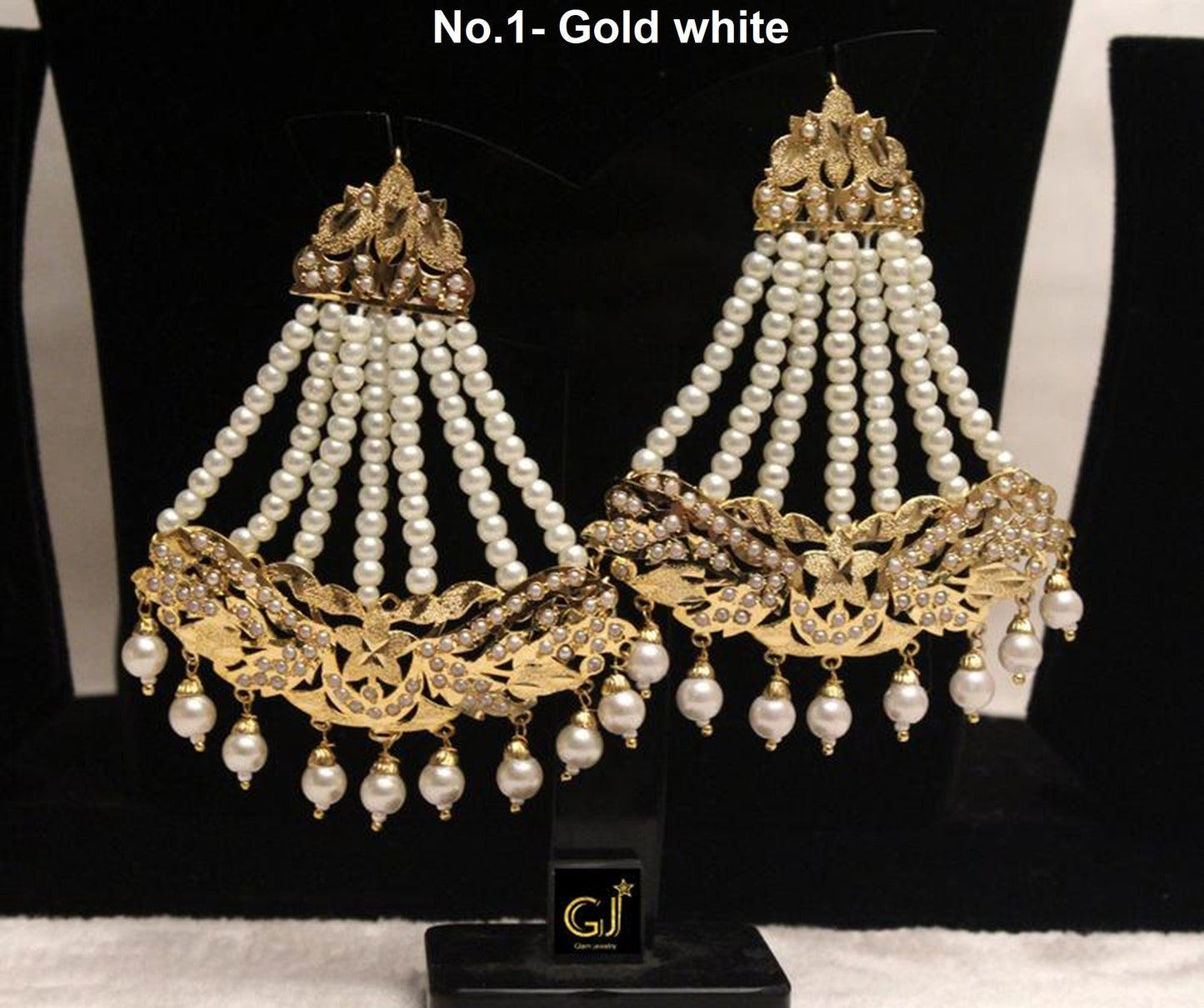 Jadau Indian Earrings Gold Plat Jhumar Earrings /Indian Big Jhoomer Earrings Set/Long Punjabi Indian Jewellery/Pakistani Bollywood Set