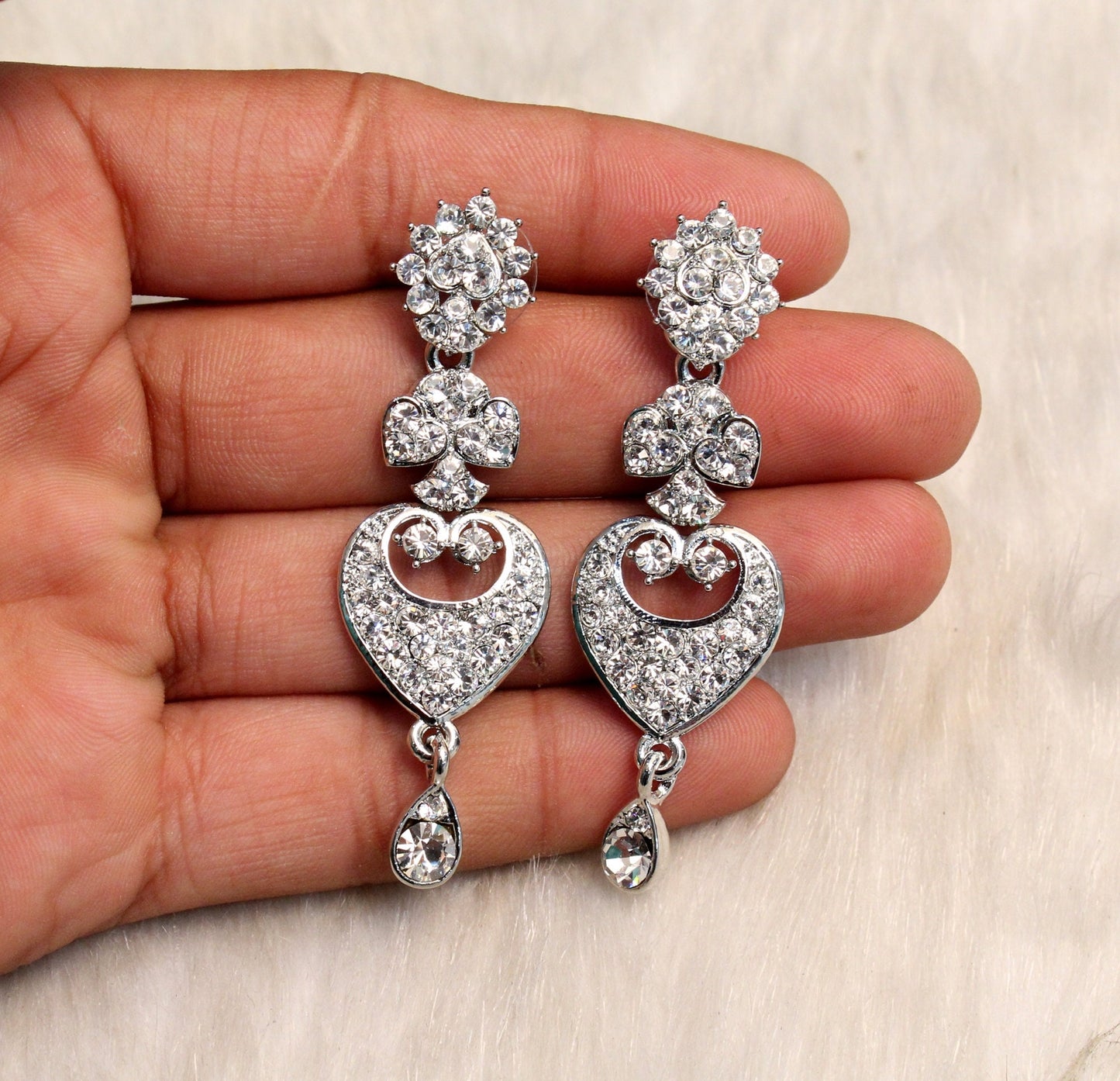 Silver Earrings/ Gold earrings/Crystal silver Gold chandeliers Bridal Earrings Set Jewellery/ Bridesmaids Bollywood Jewellery/Gift for her