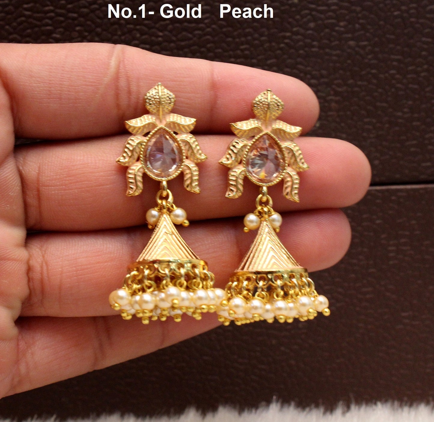 Indian Jewellery/Jhumka Bollywood Indian Gold Crystal Earrings Jewelry/Pearl Jhumka jhumki /Punjabi Indian Jewellery/Muslim Jhumki Set
