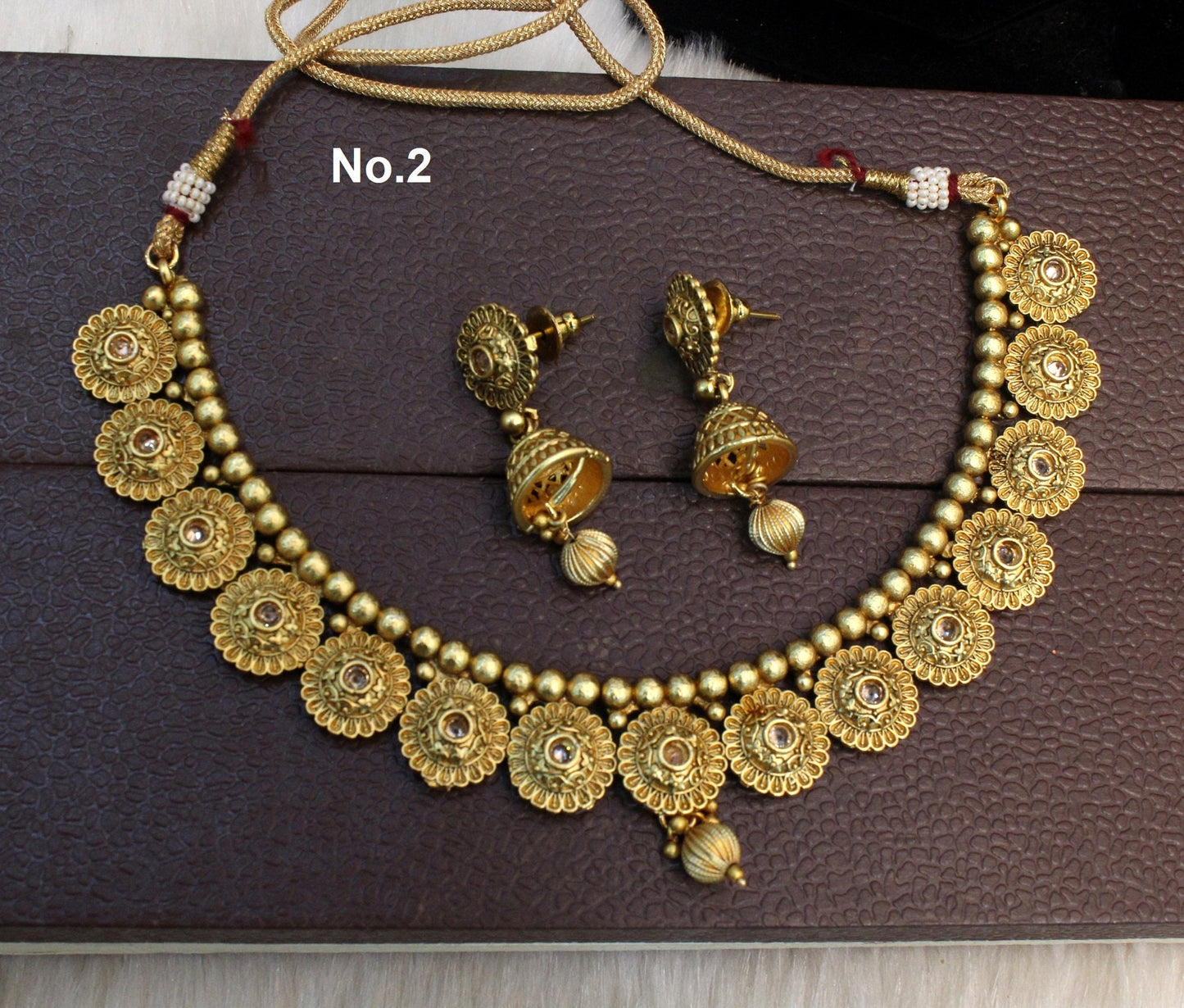 Indian Jewellery / Gold Finish necklace set Wedding Ethnic Jewelry Bollywood bridal Necklace