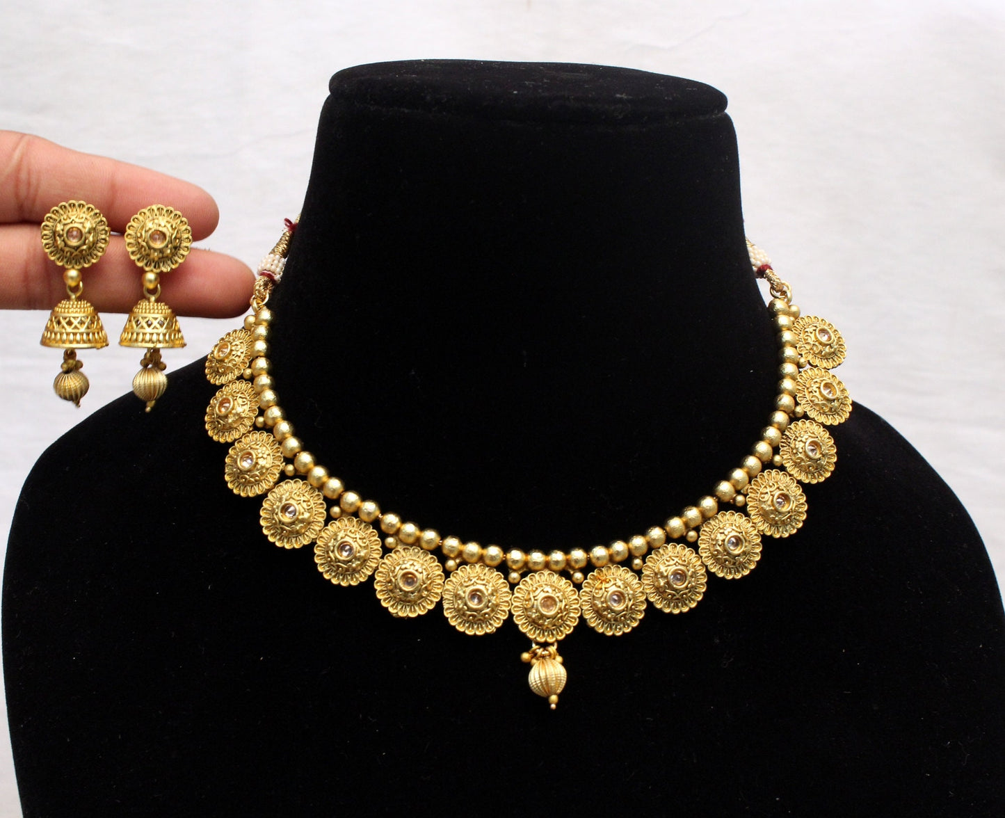 Indian Jewellery / Gold Finish necklace set Wedding Ethnic Jewelry Bollywood bridal Necklace