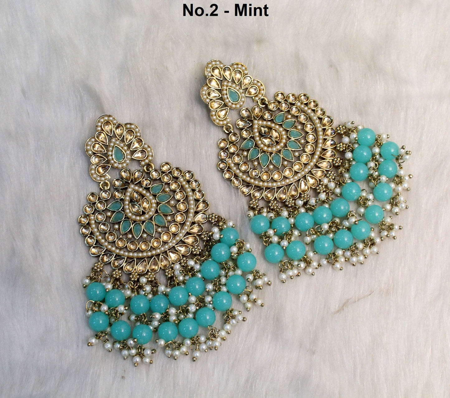 Indian Jewellery/Indian Earrings Set/dark gold ,yellow, mint, dark pink, green chand balli Earrings Set tinku Jewellery