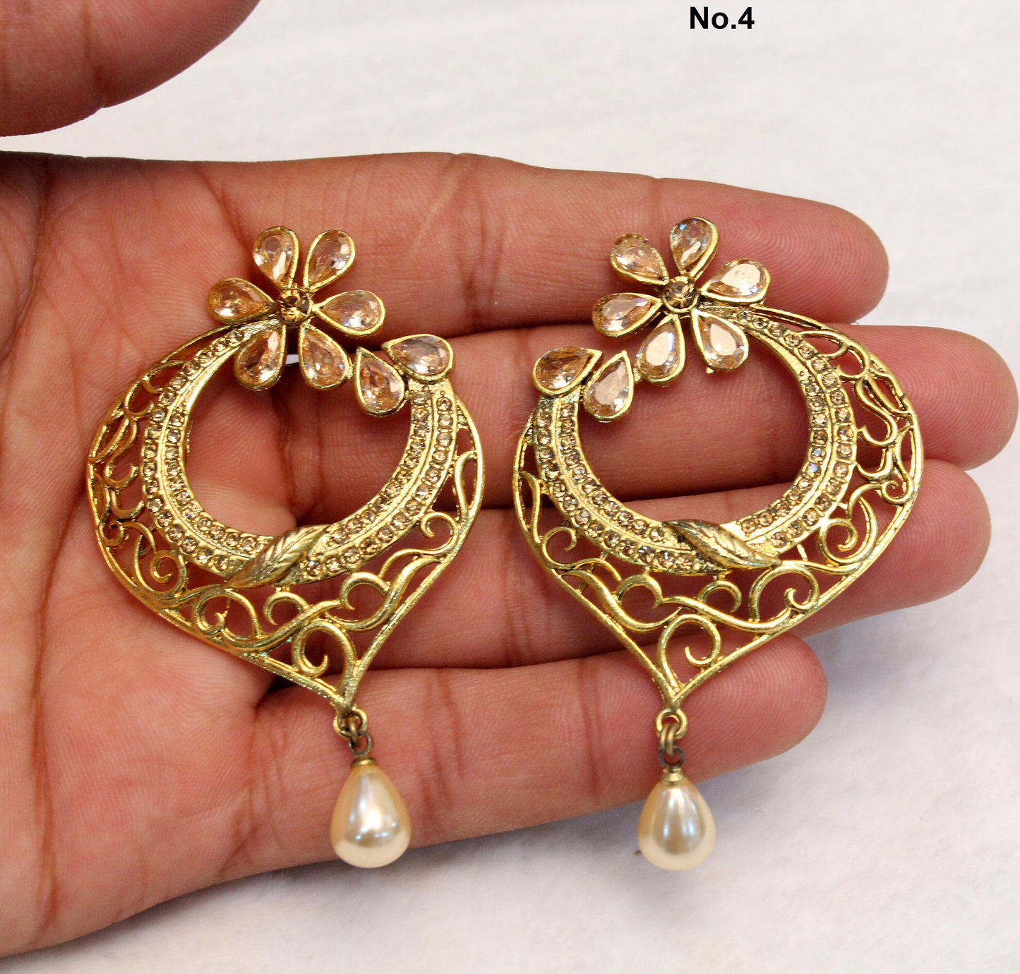 Indian Jewellery/Gold Earrings chand balli Set/Indian Earrings Punjabi Bollywood Set Jewellery/Pakistani Punjabi Bollywood Set