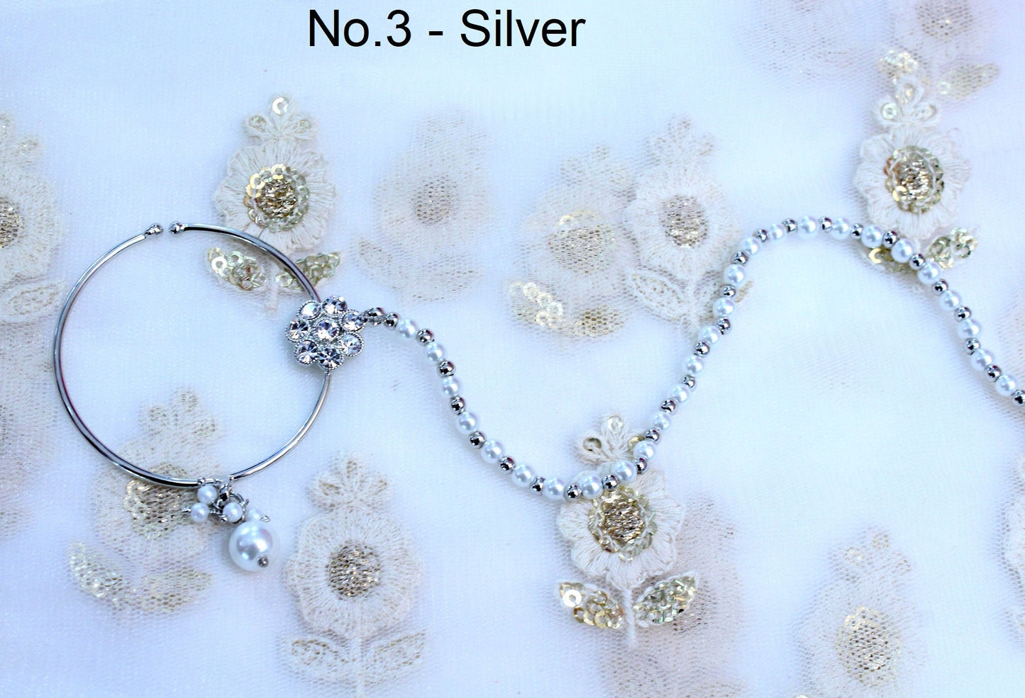 Indian Nose Ring Big Nath Bridal Wedding Nathini/Non Pierced Gold Plat Nose Hoop Chain/Bollywood Style Jewellery