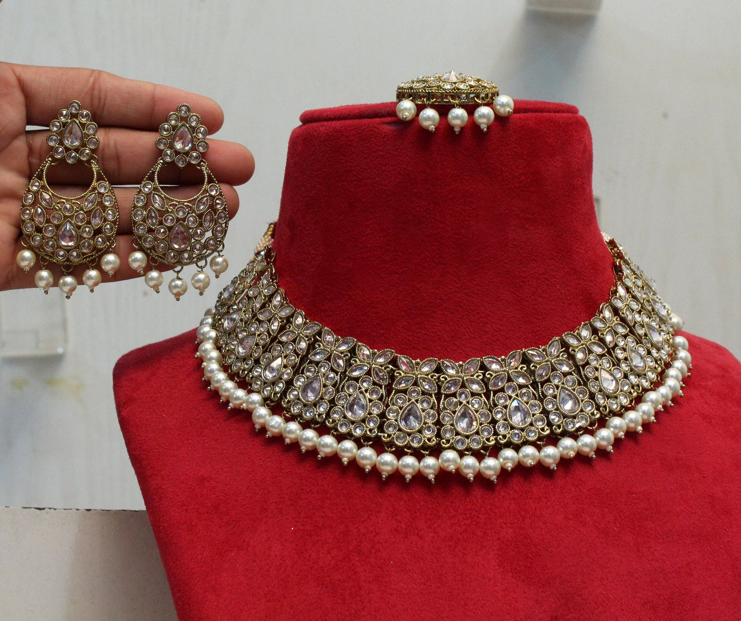 Indian Jewellery/dark gold Bridal necklace Set/Bollywood Gold Indian Jewelry Jewellery Necklace Set/ Wedding Sets/ Bridesmaid sets