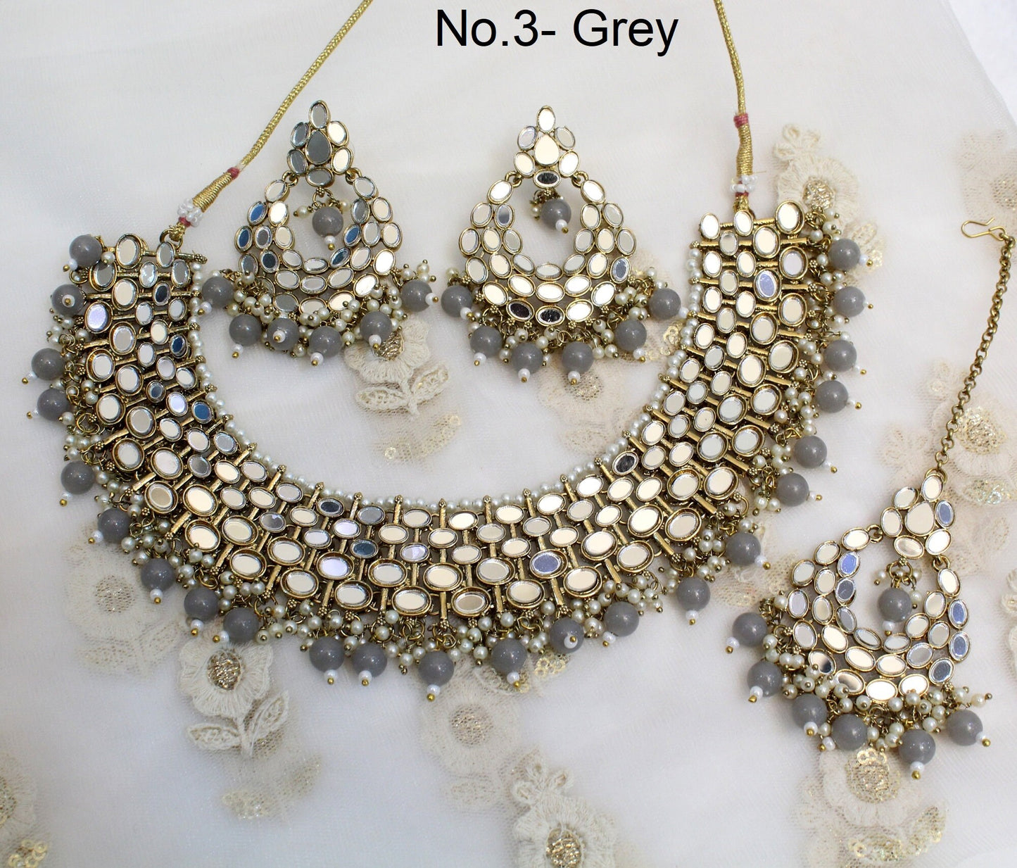 Indian Jewellery Gold mirror Kundan Necklace Set/ Bridal Bollywood Wedding Jewellery denish Set