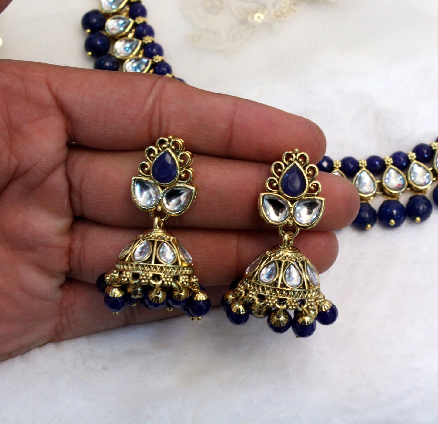 Indian  Jewellery , Kundan necklace Set Indian Wedding Semi Bridal Ethnic Bridal Necklace, bridesmaids set, Punjabi set tiska