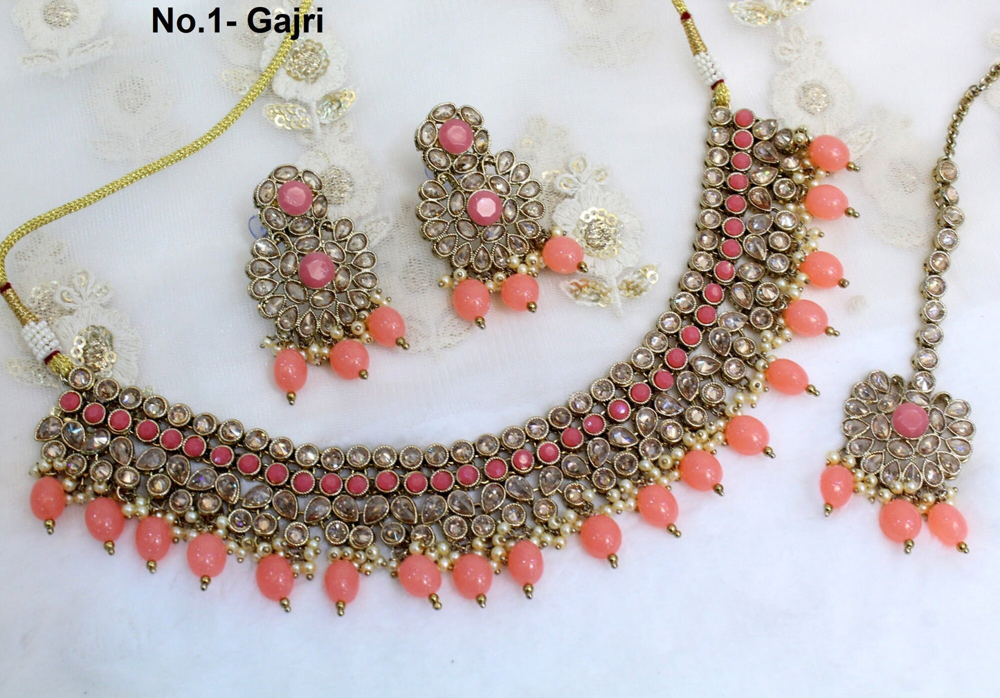 Indian Jewellery/Dark gold, Gajri/ Grey necklace Set/Bollywood Gold Indian Jewellery Set /Bridesmaid sets