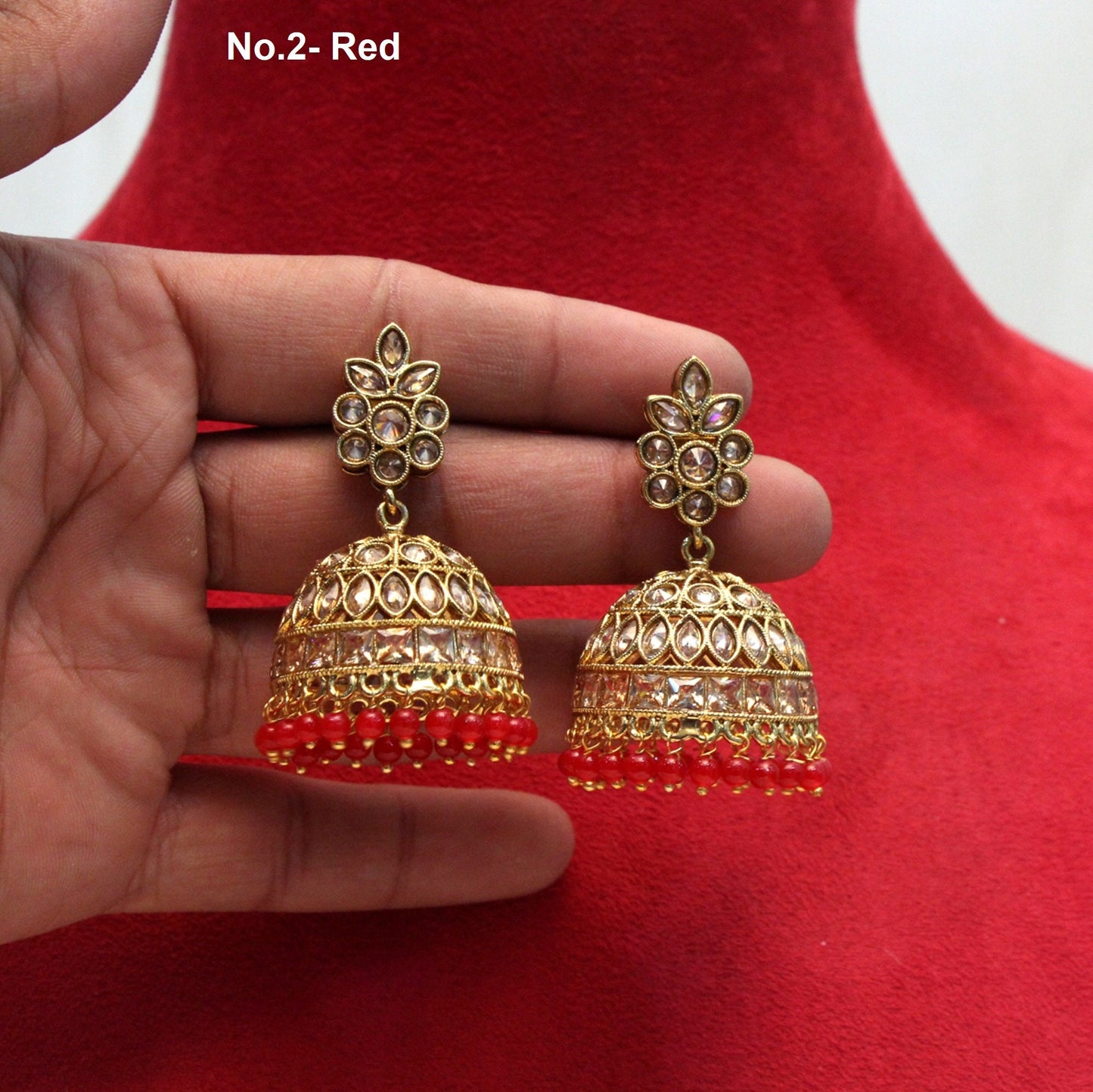 Jhumka Indian Earrings Indian Gold Earrings Jewellery/Indian Pearl Jhumka Set/Punjabi Indian Jewellery/Muslim Jhumki Set