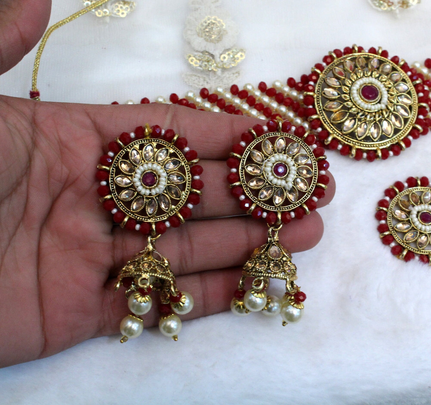 Indian Jewellery Kundan choker set Necklace Set/Bollywood green, maroon choker Necklace Jewellery Set