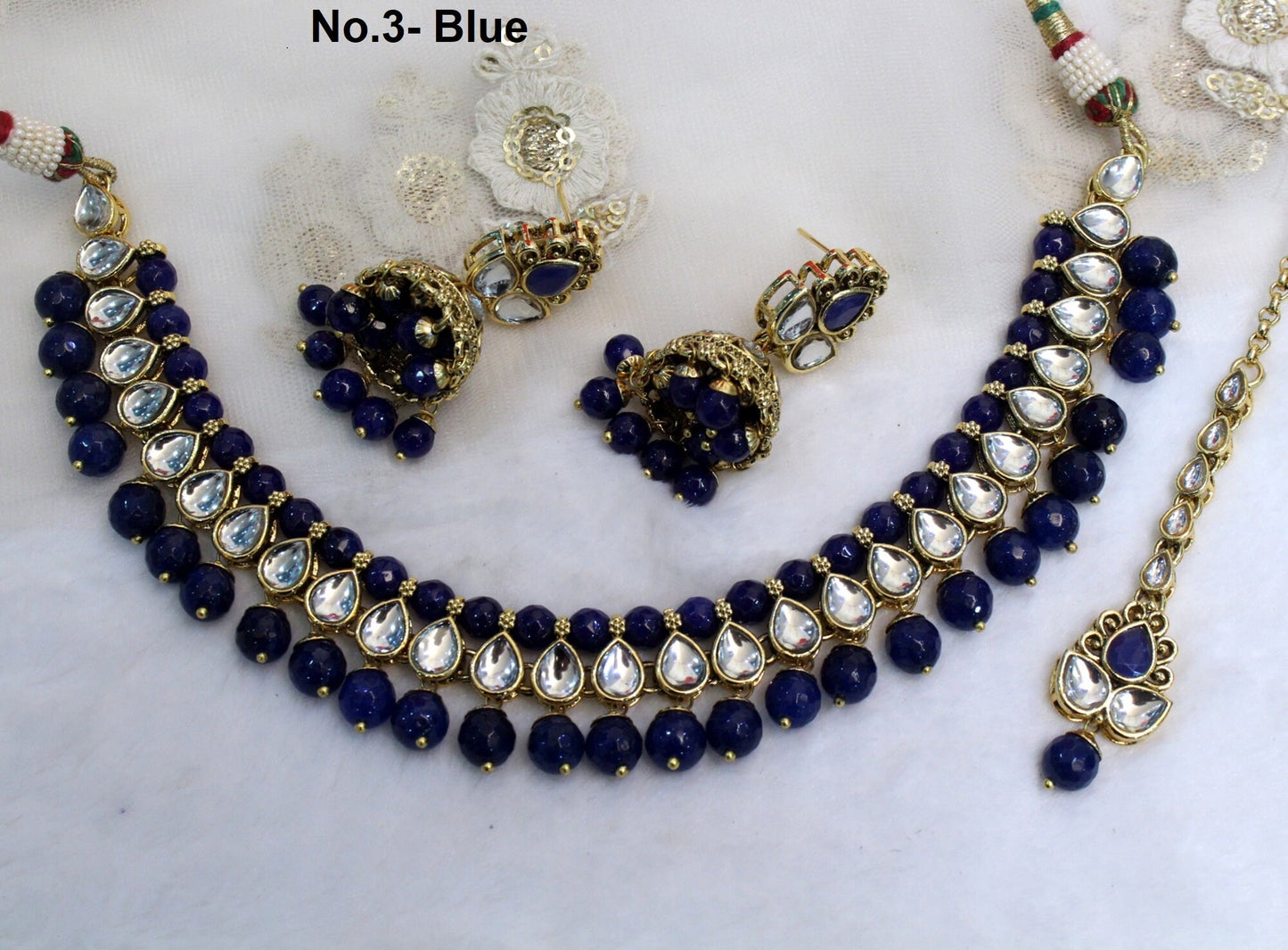 Indian  Jewellery , Kundan necklace Set Indian Wedding Semi Bridal Ethnic Bridal Necklace, bridesmaids set, Punjabi set tiska