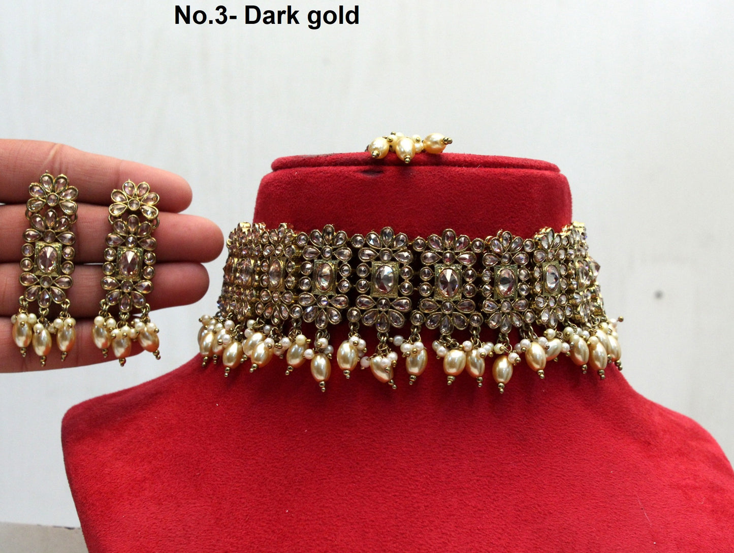 Indian Jewellery/Dark gold Mint, Pink choker Set/Bollywood Gold Indian Jewellery Set /Bridesmaid sets