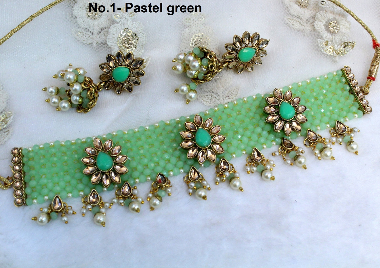 Indian Jewellery Kundan choker set Necklace Set/Bollywood dark gold, pastel green, gajjri, maroon choker Necklace Jewellery Set