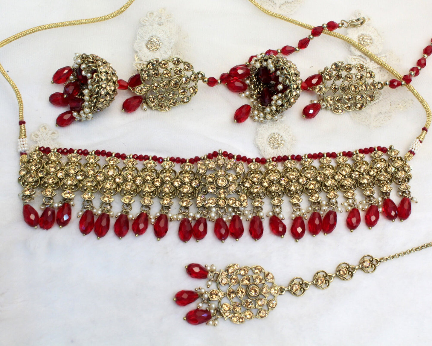 Choker Set maroon Necklace Set/Bollywood Jewellery/maroon Indian choker necklace set/Bridesmaid Jewellery/Women Necklace set