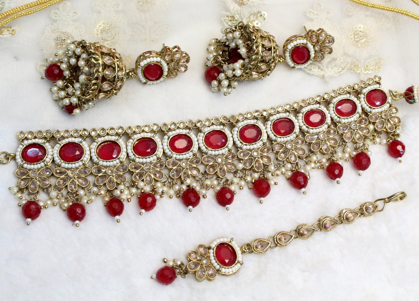 Choker Set Necklace Set/ Dark gold chjoker set Jewellery set /Indian choker necklace set/Bridesmaid Jewellery
