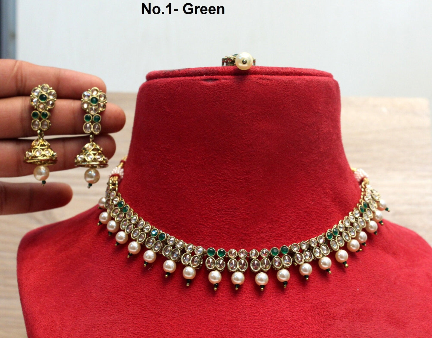 Indian Jewellery/Gold finish Ruby, sea green, silver necklace Set/Bollywood Silver Indian Jewellery Set /Bridesmaid sets